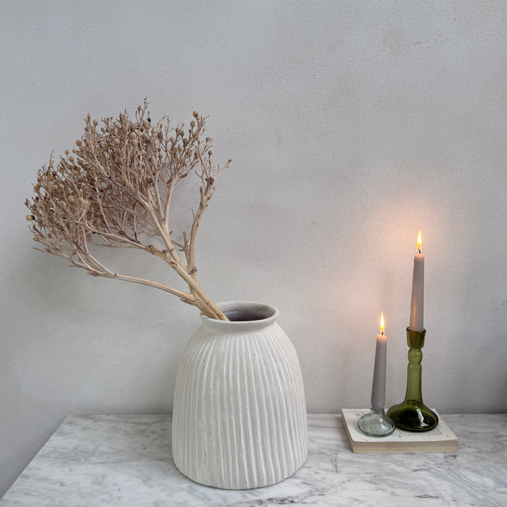 White Carved Natural Organic Vase | Tau