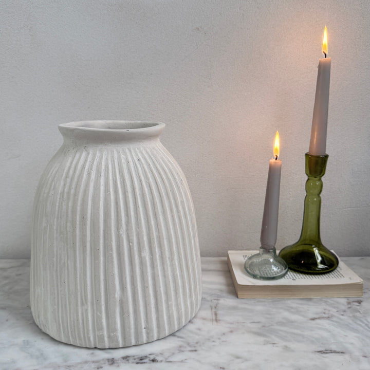 White Carved Natural Organic Vase | Tau