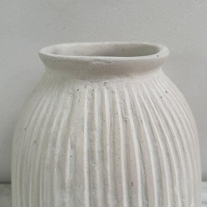 White Carved Natural Organic Vase | Tau