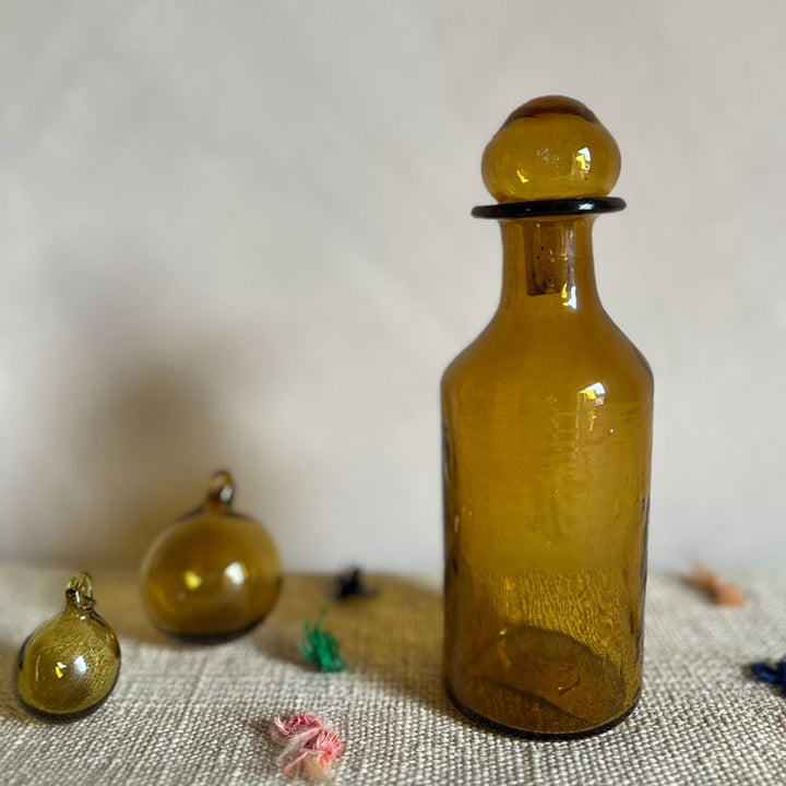 Hand blown Moroccan bottle | Amber