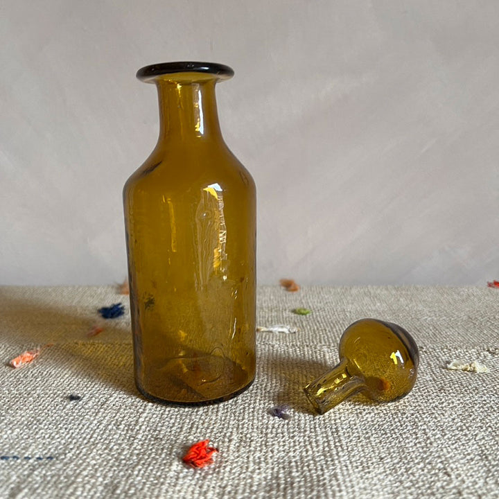 Hand blown Moroccan bottle | Amber