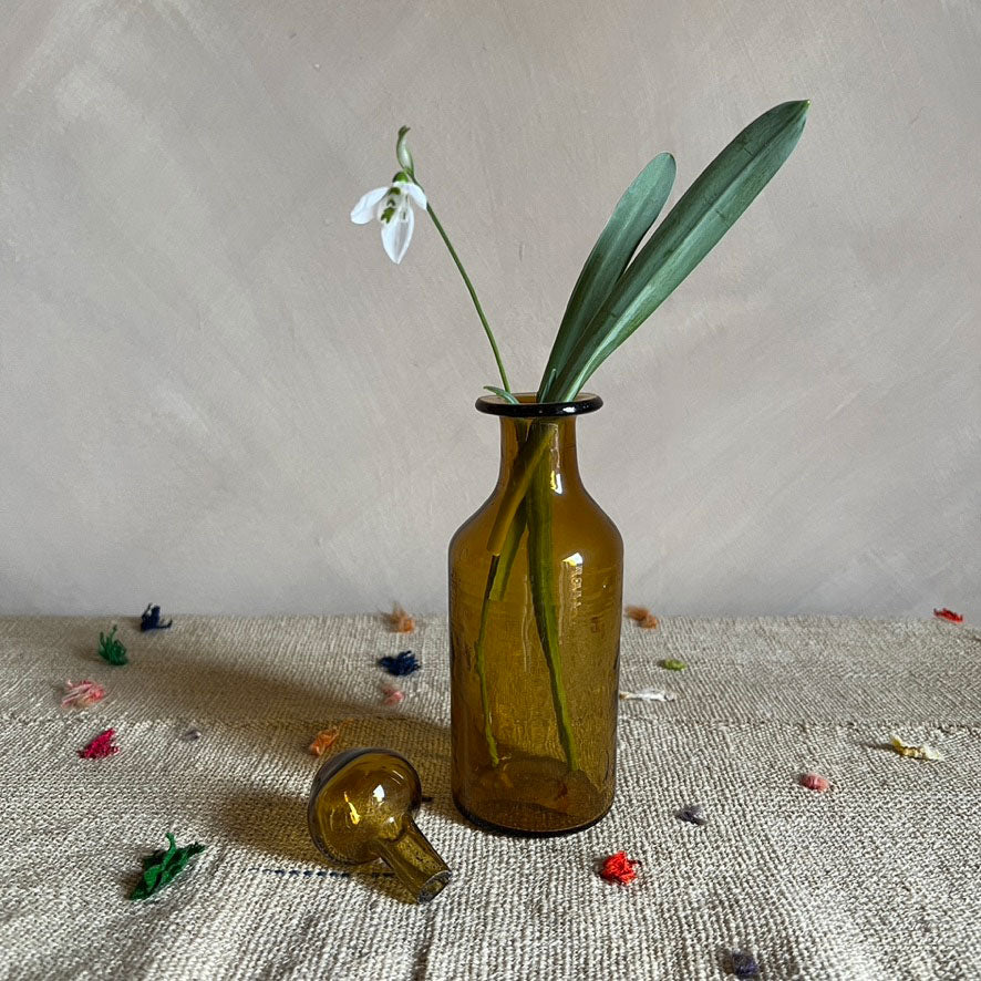 Hand blown Moroccan bottle | Amber