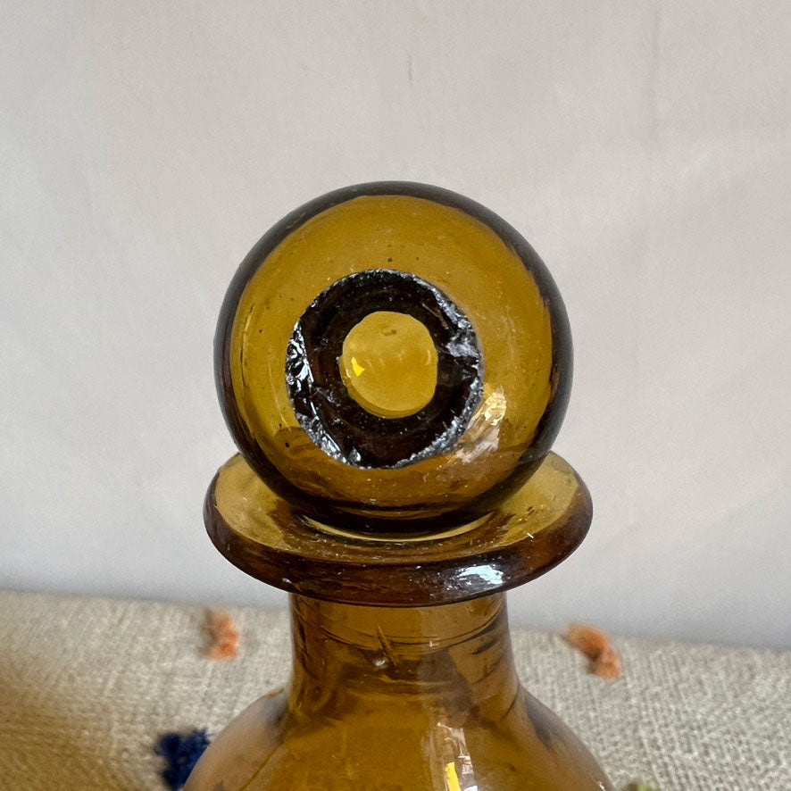 Hand blown Moroccan bottle | Amber