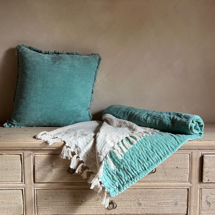 Aquamarine Velvet Throw