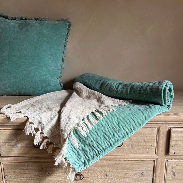 Aquamarine Velvet Throw