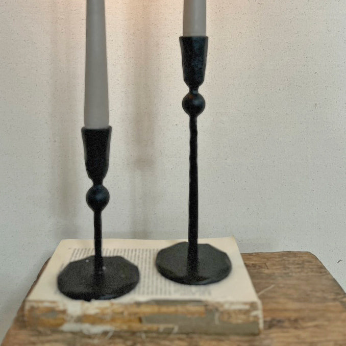 Black Metal Bobble candlestick S