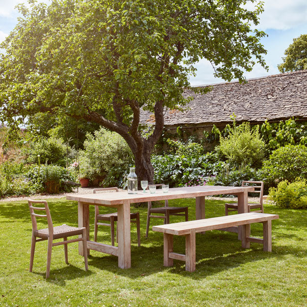 Reclaimed wood garden dining table