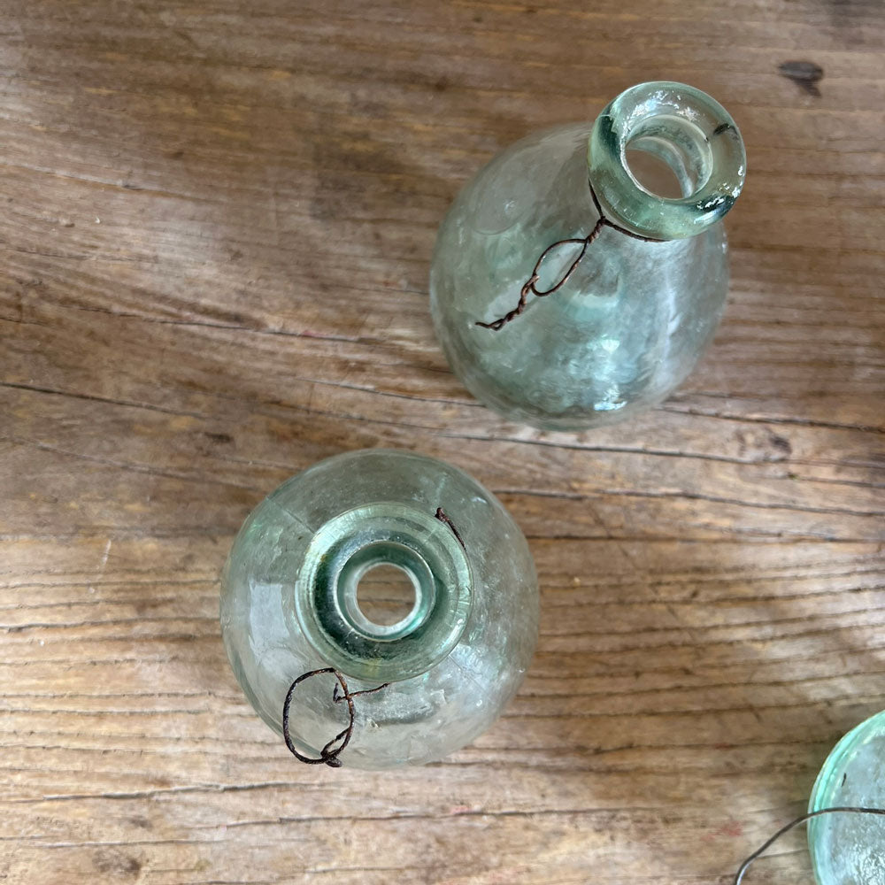 Glass vintage hanging bottles
