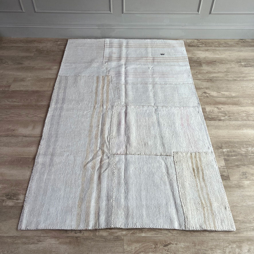 Vintage linen patchwork area rug collection
