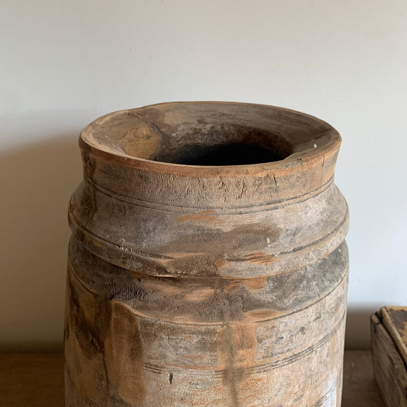 Antique Nepalese Wooden Water Pot Large