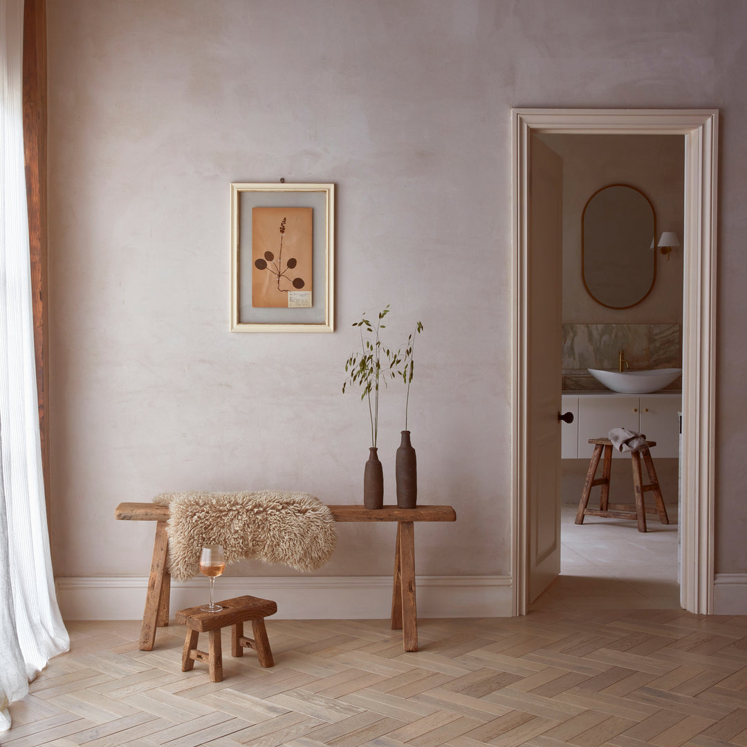 miniature elm stool and antique narrow bench