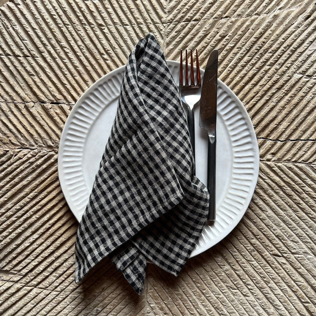 Gingham napkin black | neutral