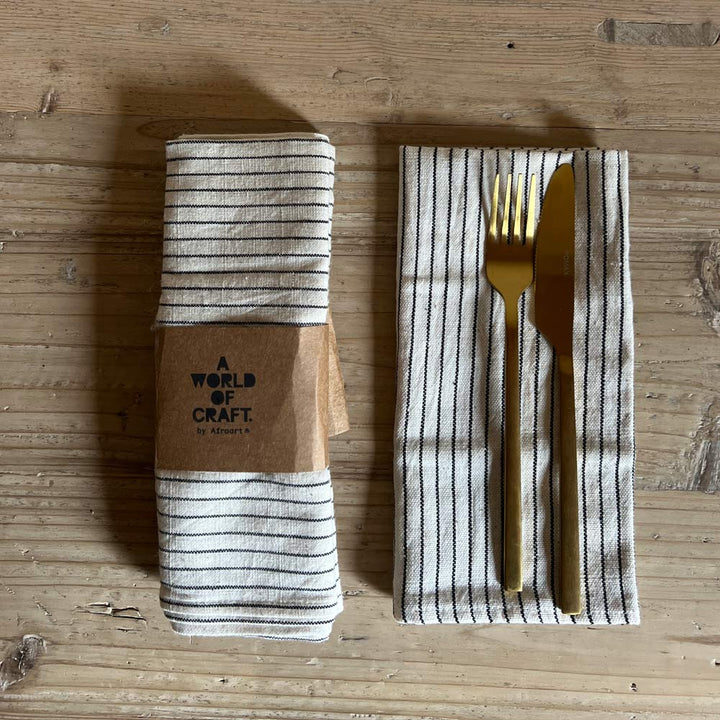 Indigo and Cream Pinstripe Napkins | Pair