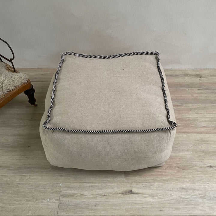 Neutral hand woven pouf | Afghanistan Collective