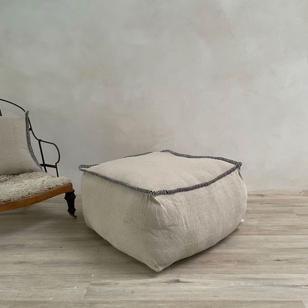Neutral hand woven pouf | Afghanistan Collective