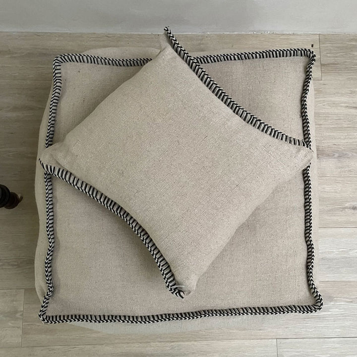 Neutral hand woven pouf | Afghanistan Collective