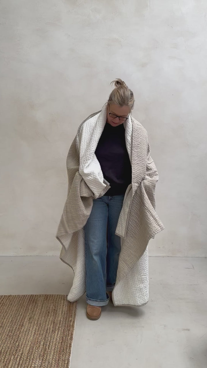 Natural Linen Stitch Throw