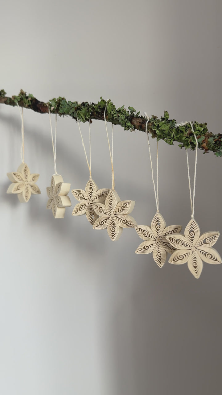 Box of six paper quilled Christmas stars