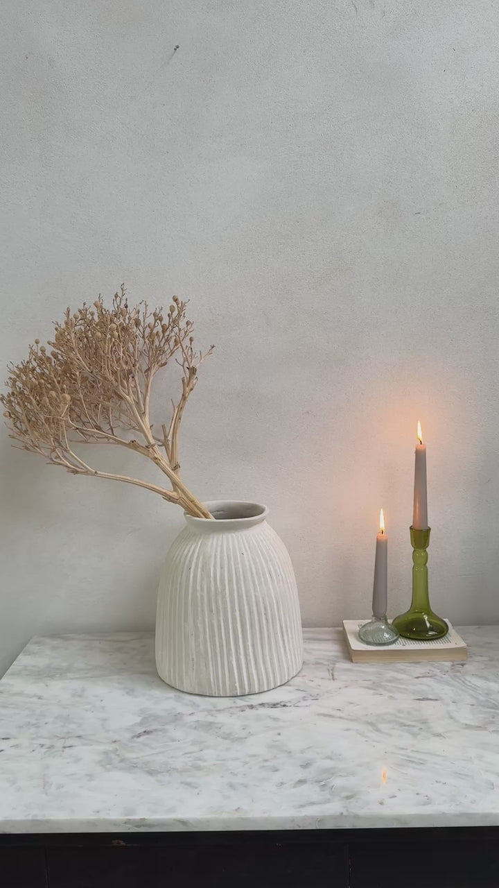 White Carved Natural Organic Vase | Tau