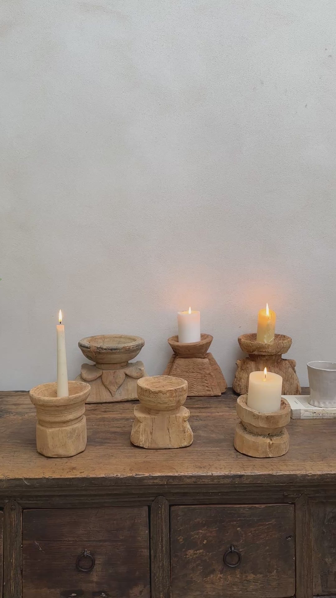Rustic Wooden Nepali Candle Holder