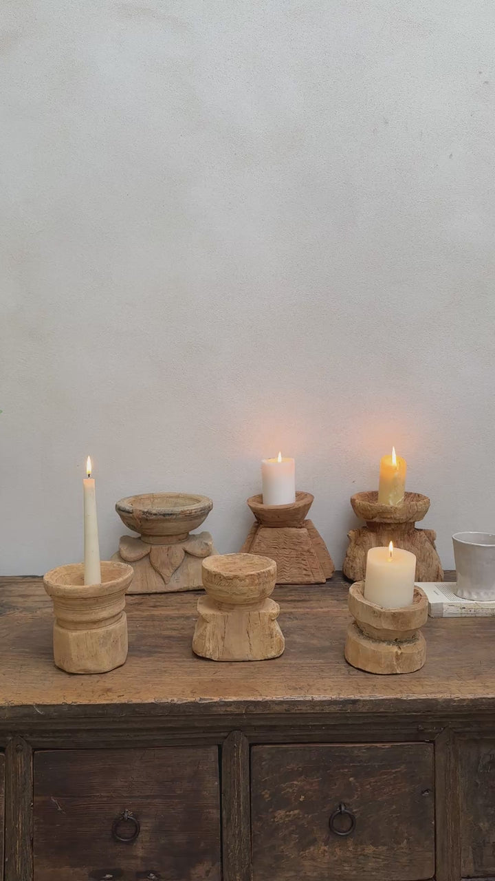 Rustic Wooden Nepali Candle Holder