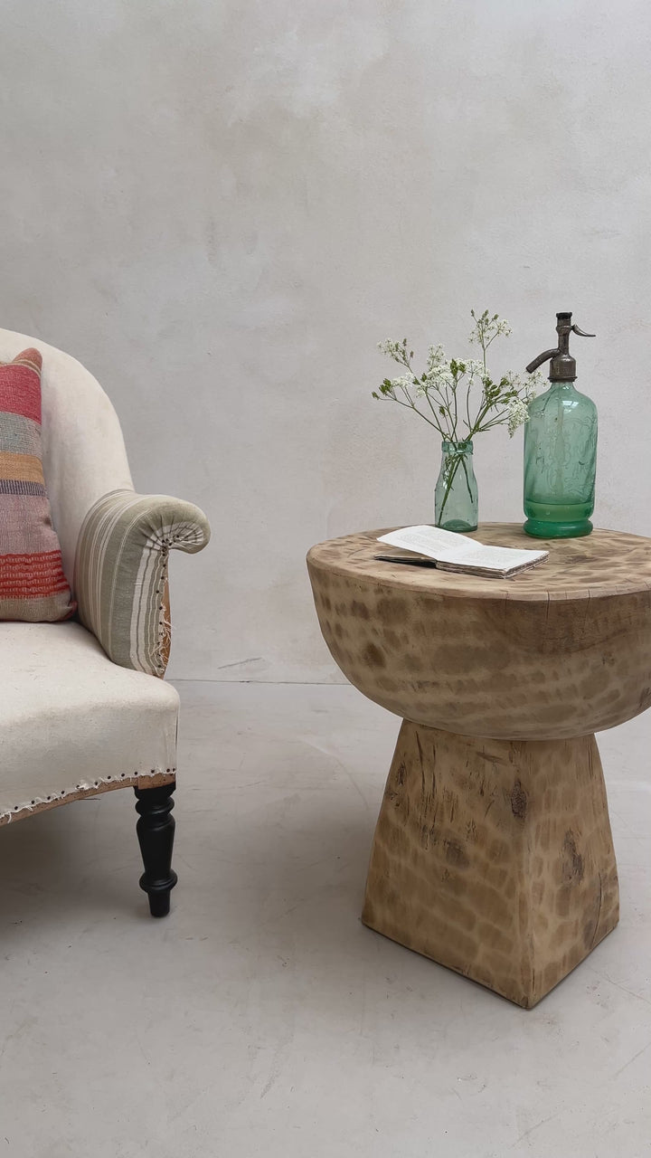 Vintage African Hand Carved Side Table | Malik