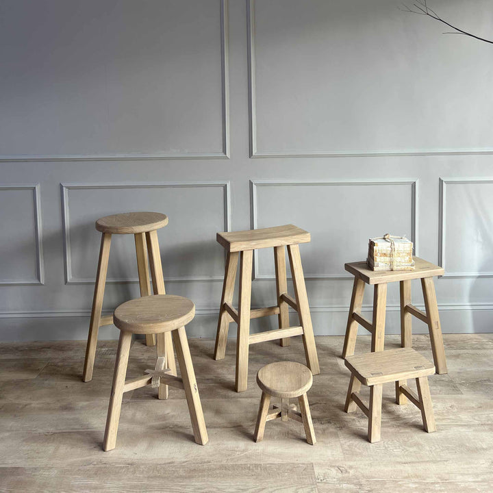 Reclaimed Elm Wood Stool | Dorset