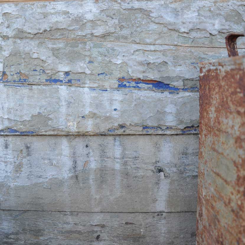 rustic vintage box of galvanised cans