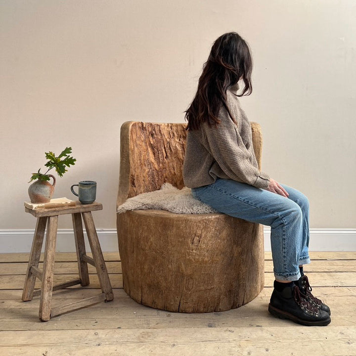 Rustic large tree trunk chair | Sergio