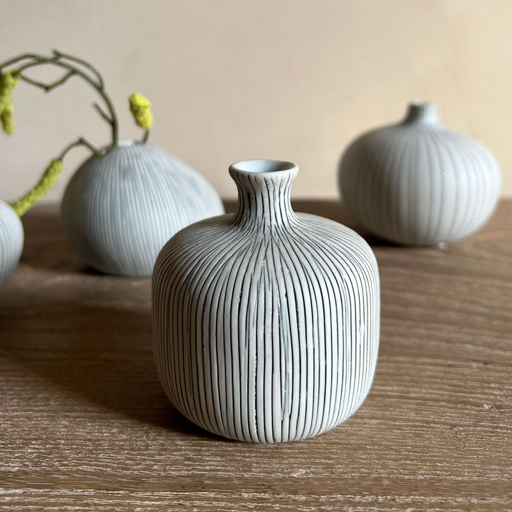 Handmade ceramic vase | Small grey stripe