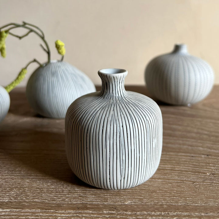 Handmade ceramic vase | Small grey stripe