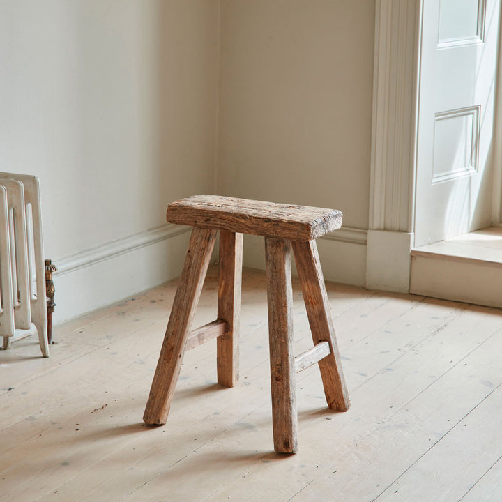 Rustic Wood Antique Stool