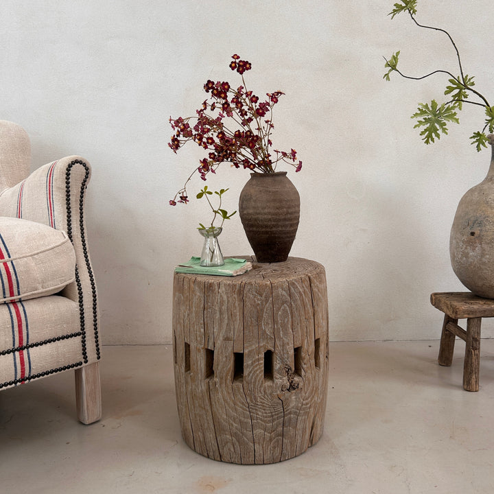 Antique wheel hub Side Table | Myrtle