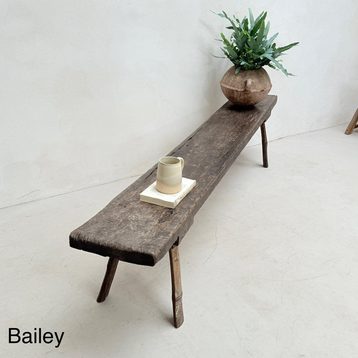 Choice of unique antique dark wood benches