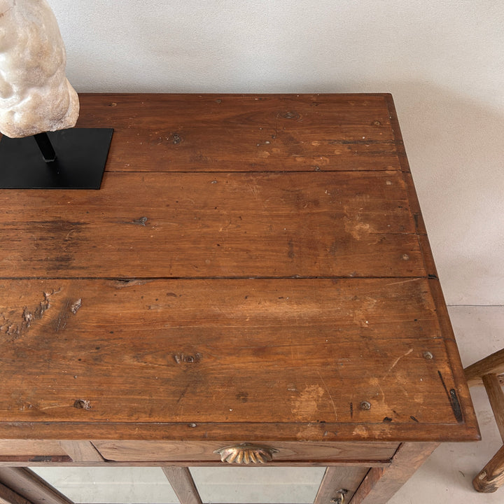 Antique Glazed Dark Wood Teak Sideboard With Drawers | Selena