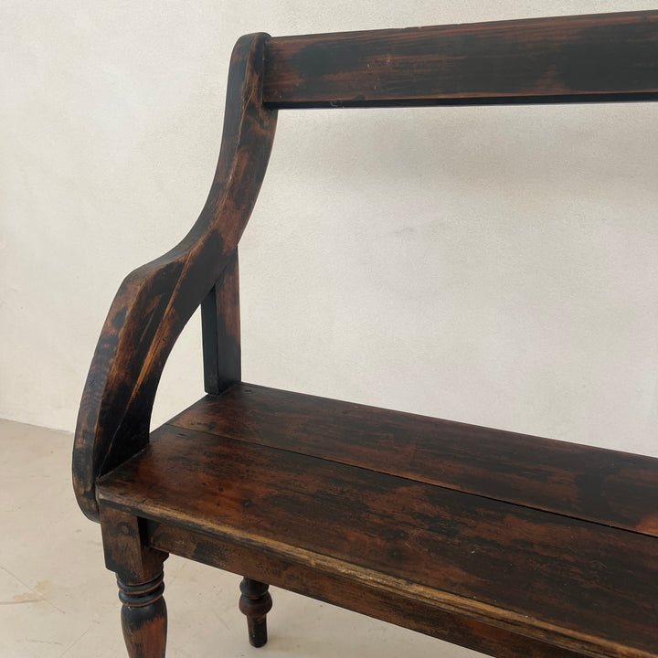 Vintage Dark Pine Church Bench | Ophelia
