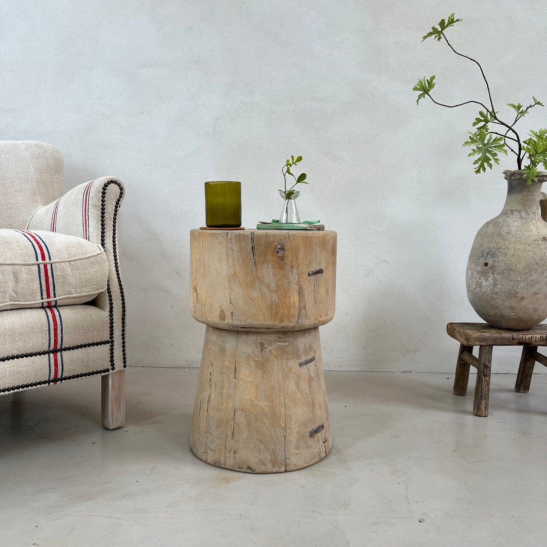 Reclaimed Wood Round Side Table | Gracie