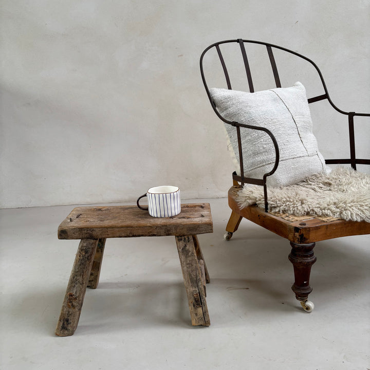 Antique Wooden Milking Stool - Extra Small Side Table