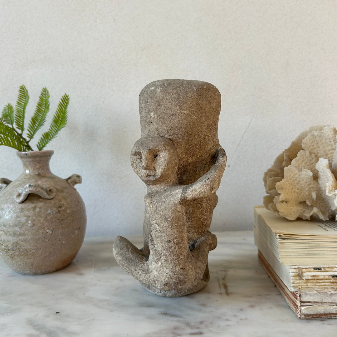 Antique Primitive hand carved stone sculpture Bambang