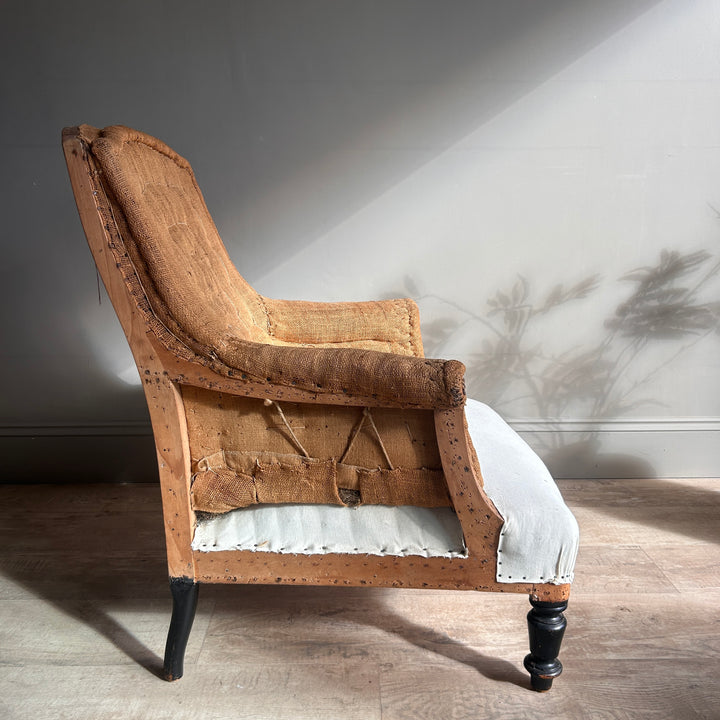 Antique French Deconstructed Armchair &amp; Footstool | Louise