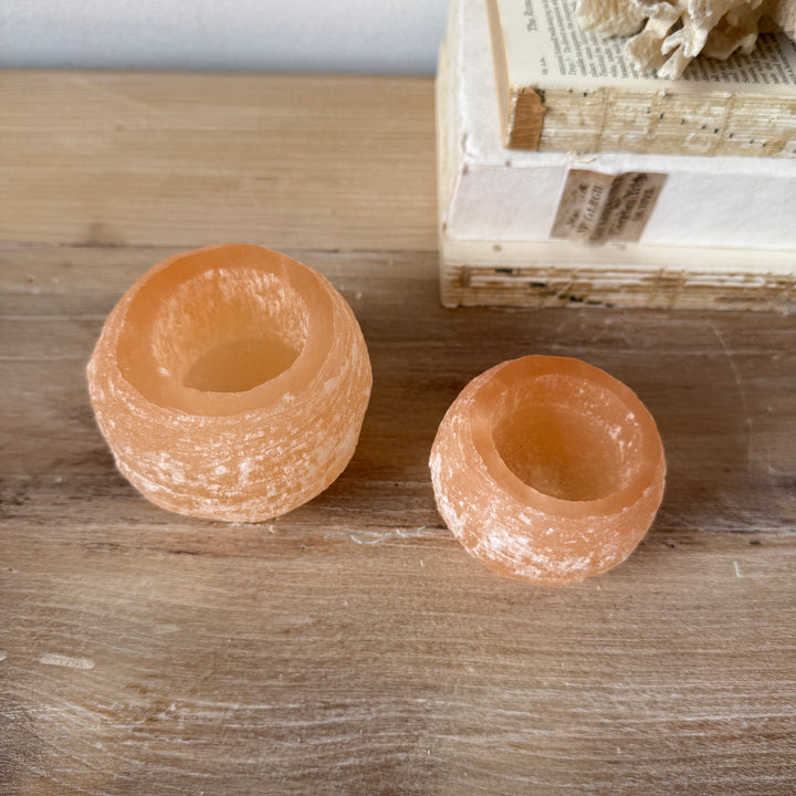 Rose Selenite Tealight Holder