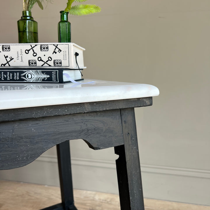 Vintage Polished Marble Top Square Side Table | Caister