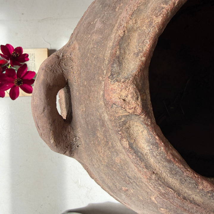 Antique Moroccan Berber Terracotta Cooking Pot on Stand
