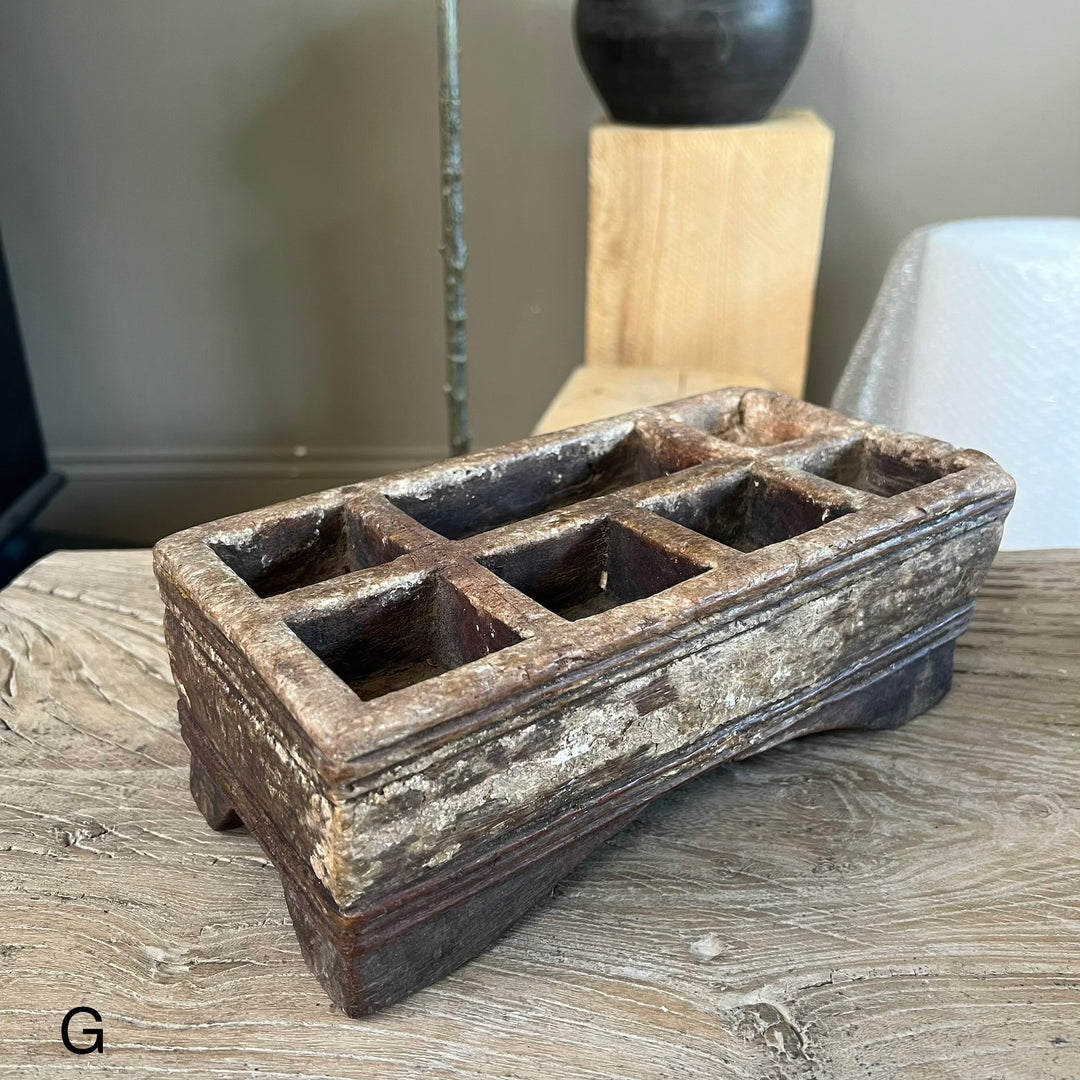 Rustic Antique Wooden Spice Tray