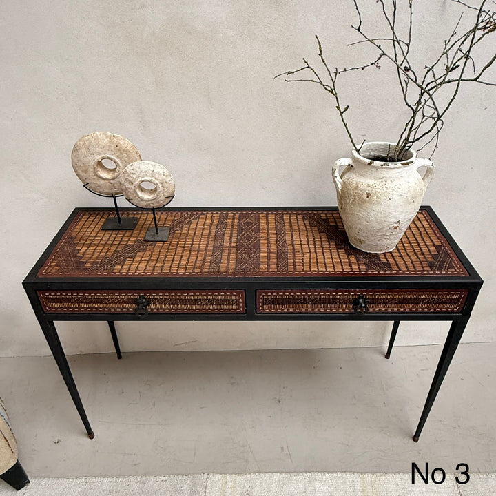 Handcrafted Nomadic Patterned Metal Console | Small