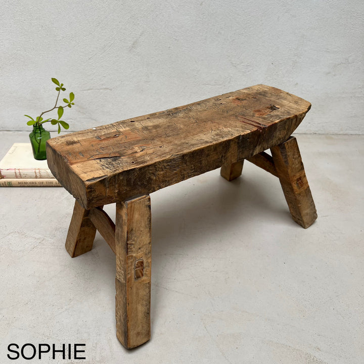 Antique rustic wood footstool (Select from photo)