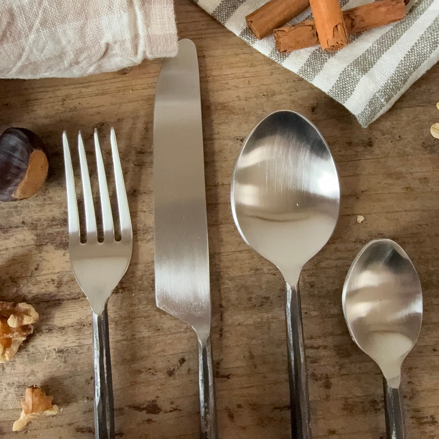 Steel Cutlery Set With Hand Forged Handles