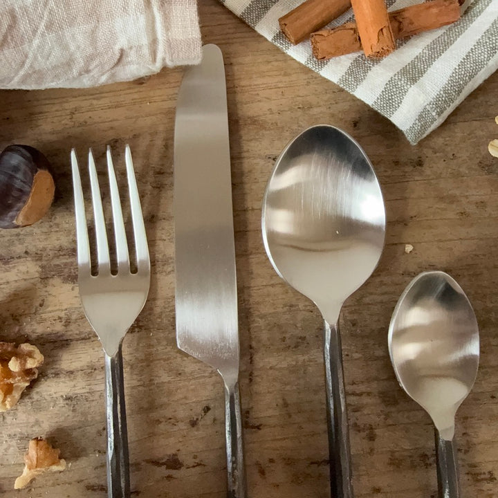Steel Cutlery Set With Hand Forged Handles