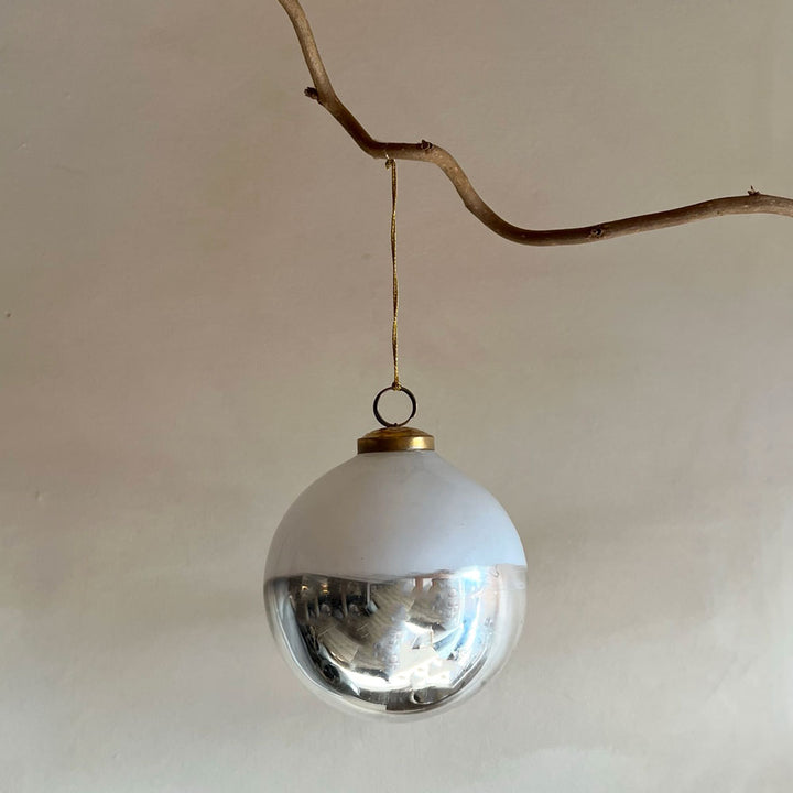 Glass Christmas Decoration Silver | White