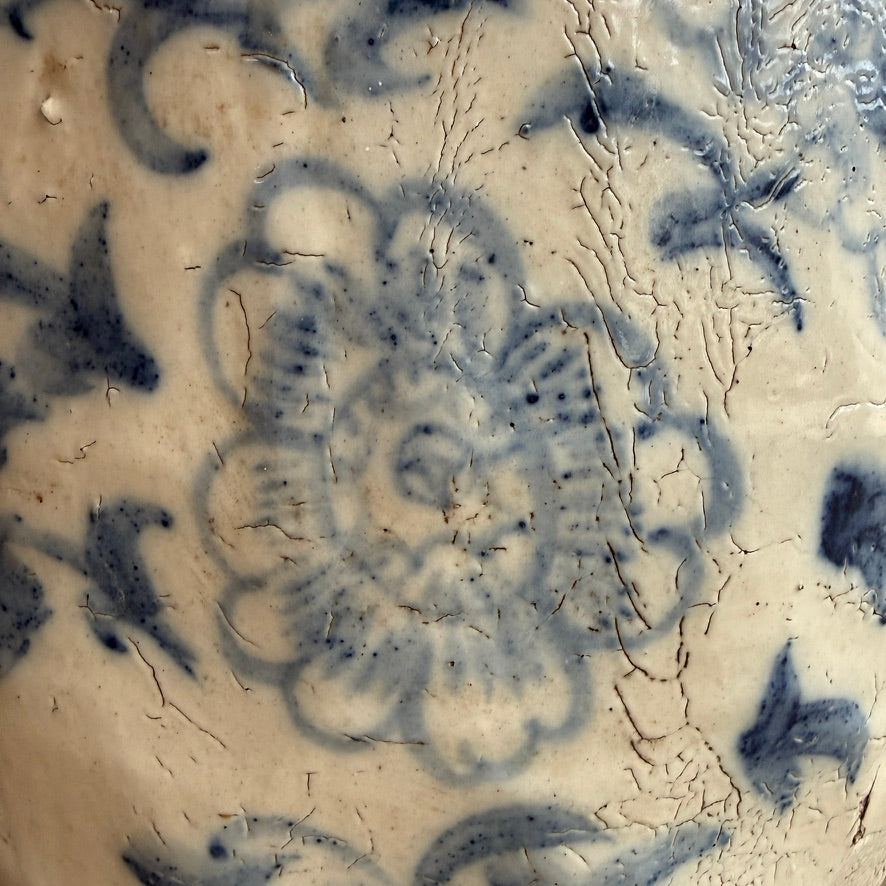 Large Antique Chinese Cizhou Storage Jar with Lid